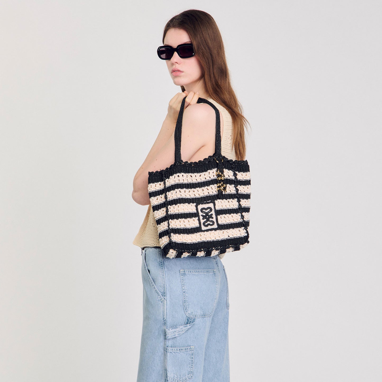 Bolso bicolor de ganchillo