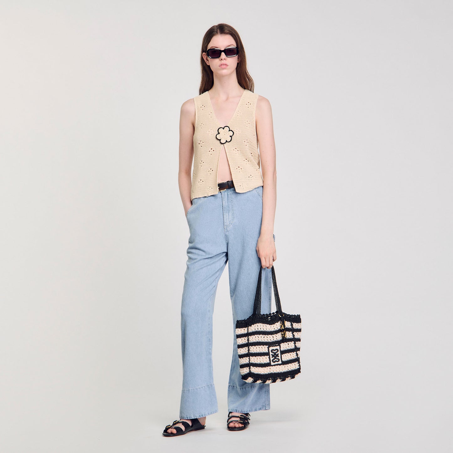 Bolso bicolor de ganchillo