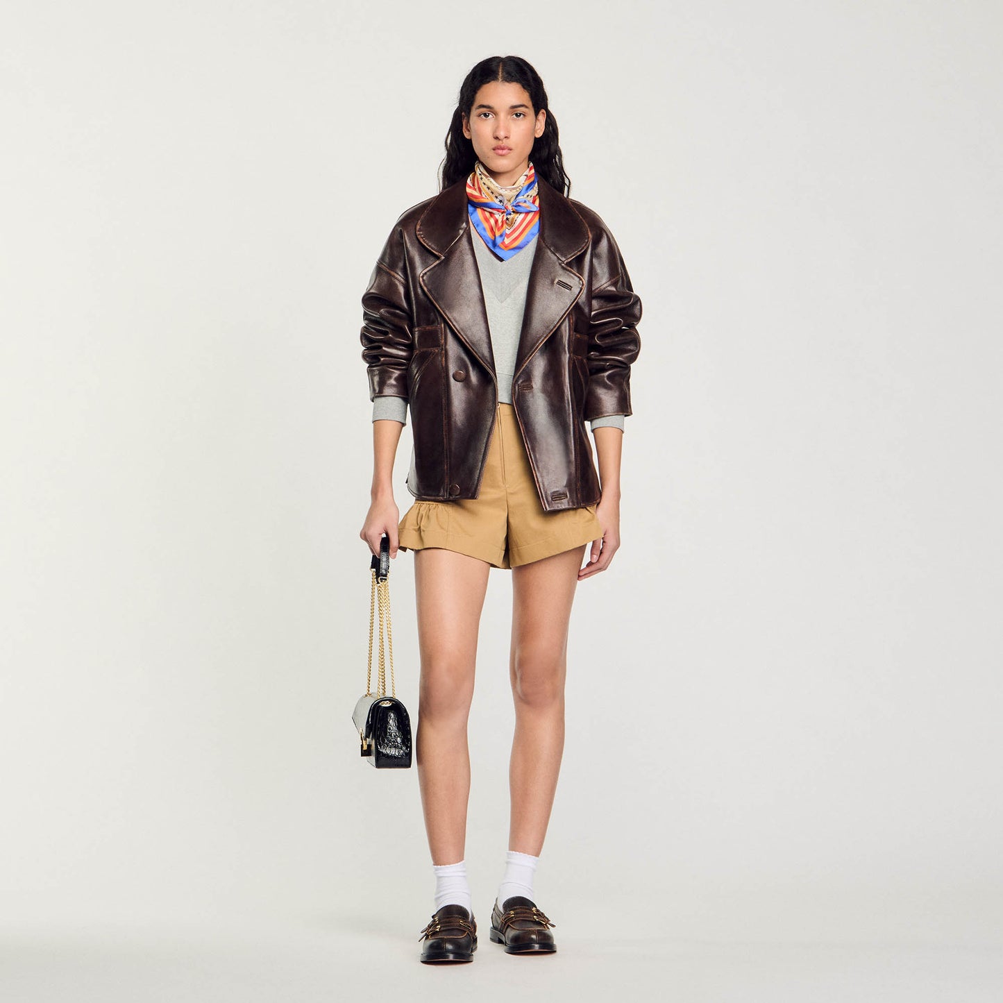 Cazadora de cuero oversize