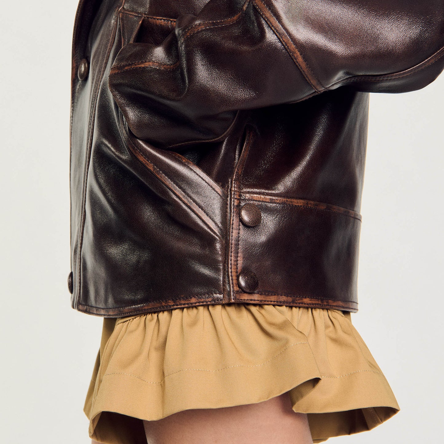 Cazadora de cuero oversize