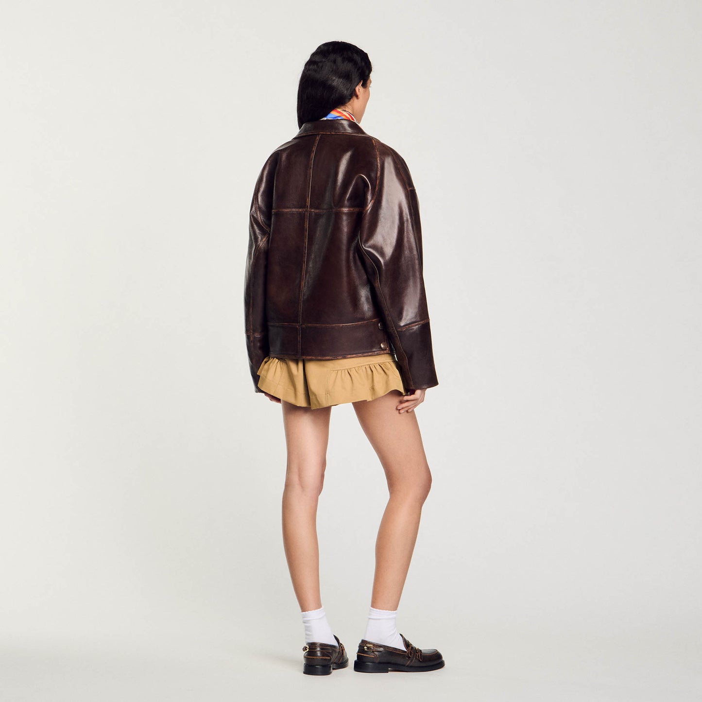 Cazadora de cuero oversize