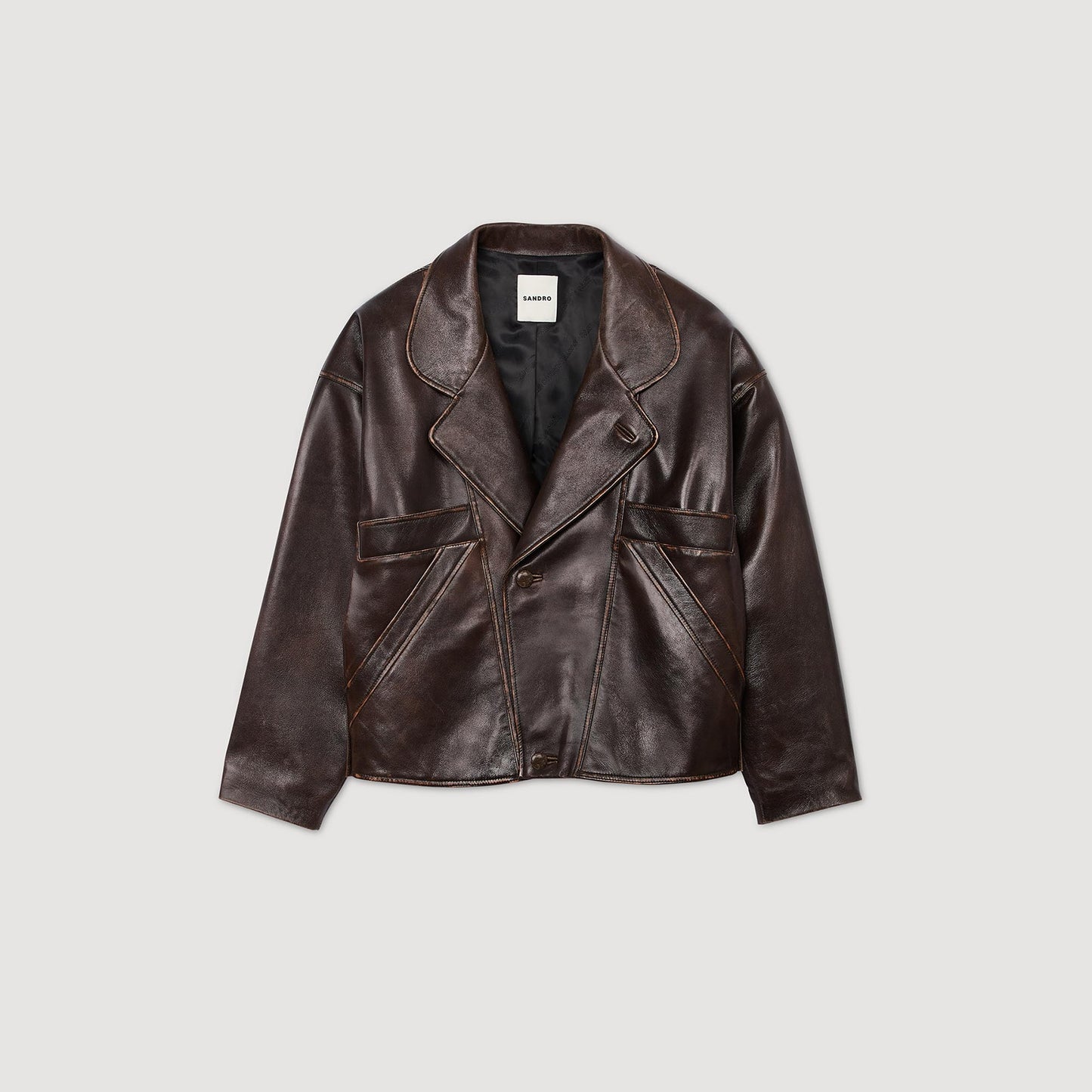 Cazadora de cuero oversize