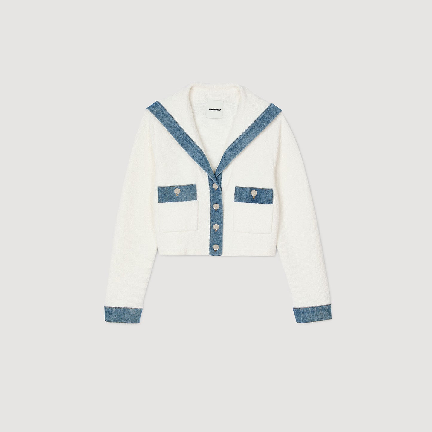 Cárdigan con detalles denim