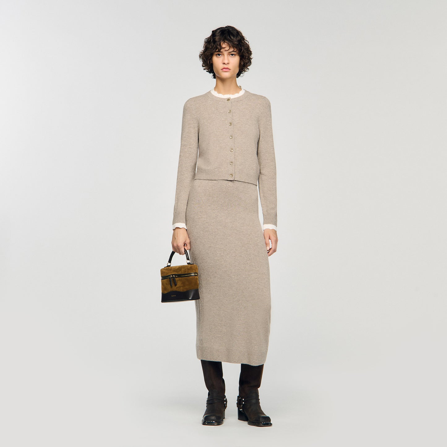 Cárdigan con cuello en contraste