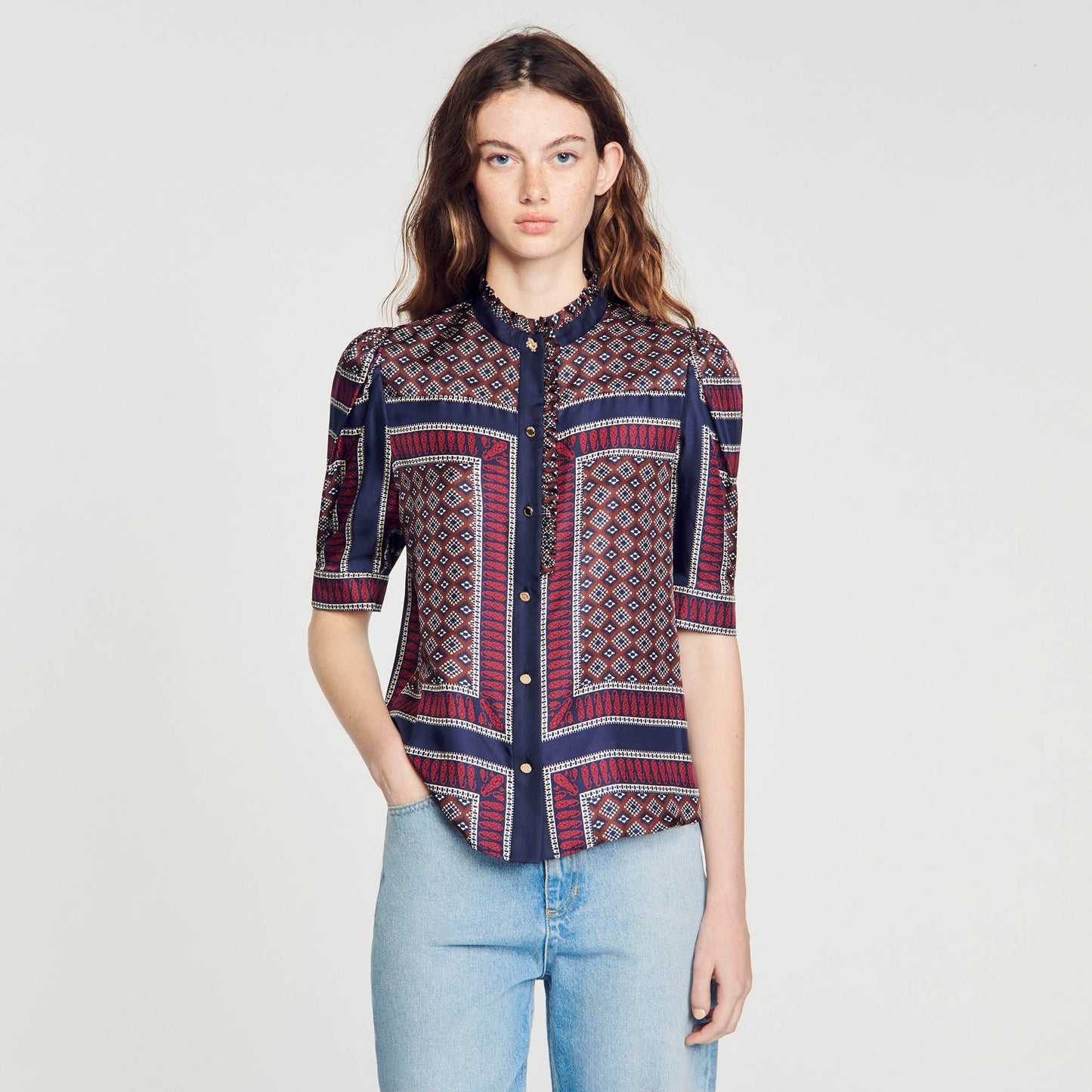 Camisa estampada de seda