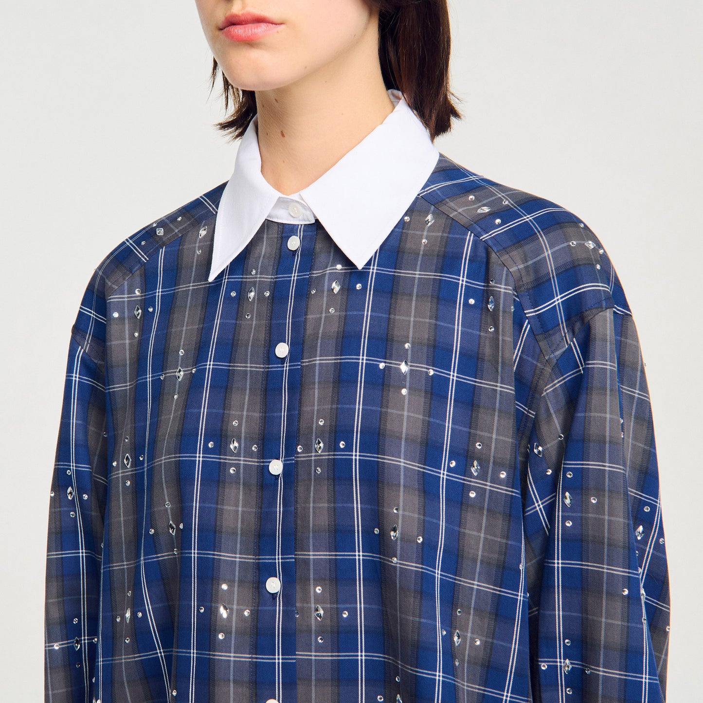 Camisa a cuadros con strass
