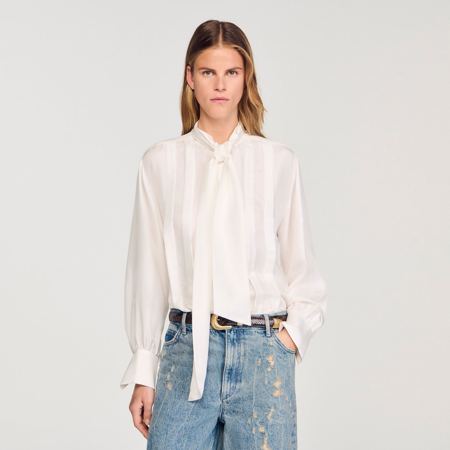 Camisa de seda con lavallière
