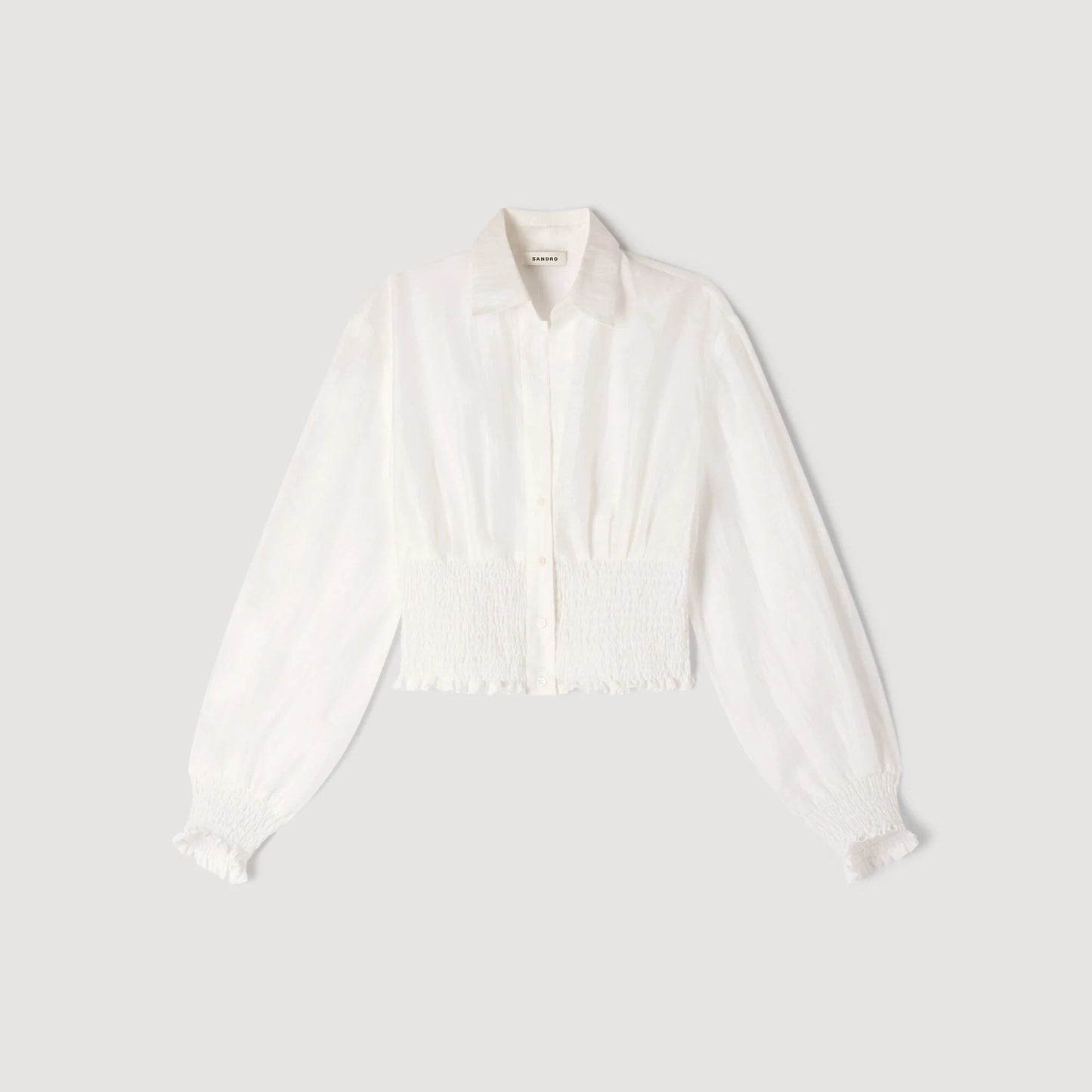 Camisa fruncida de lino