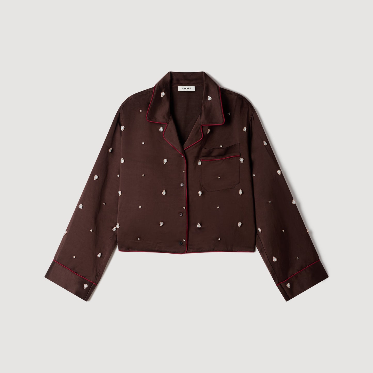 Camisa bordada con perlas y strass