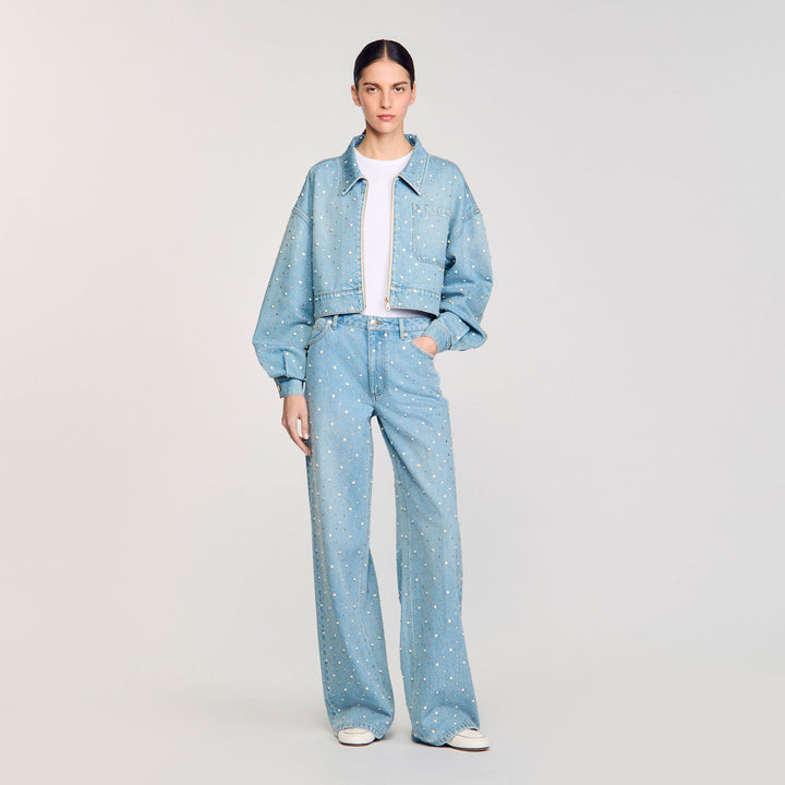 Vaquero con strass y perlas