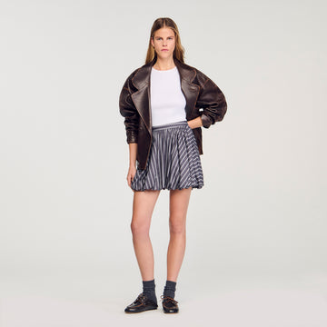 Falda globo de rayas con strass