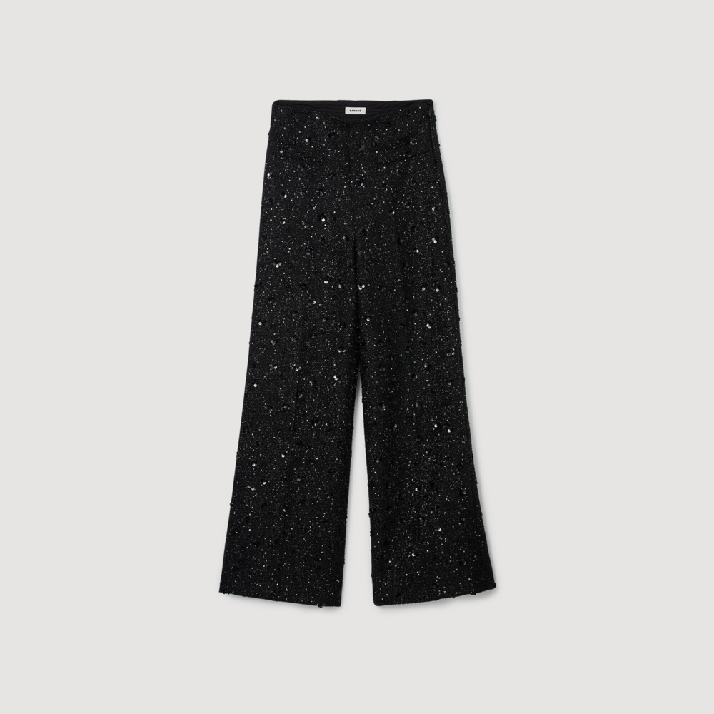 Pantalón de tweed con strass