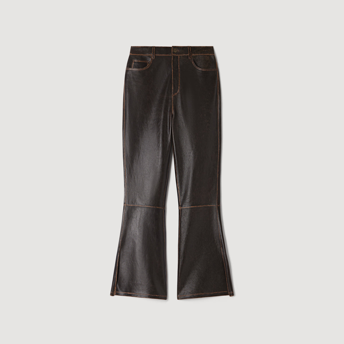Pantalón de piel efecto envejecido