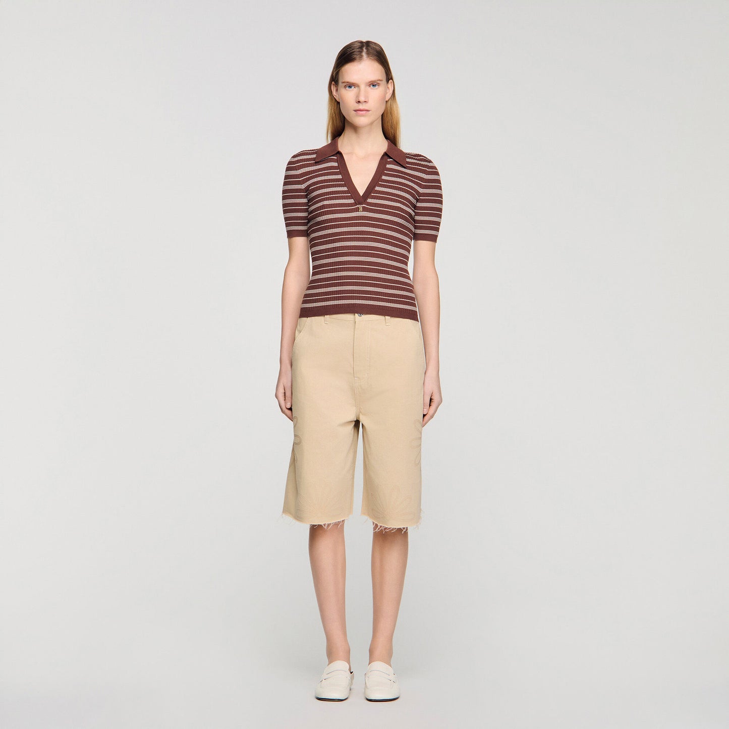 Jersey a rayas con cuello polo V