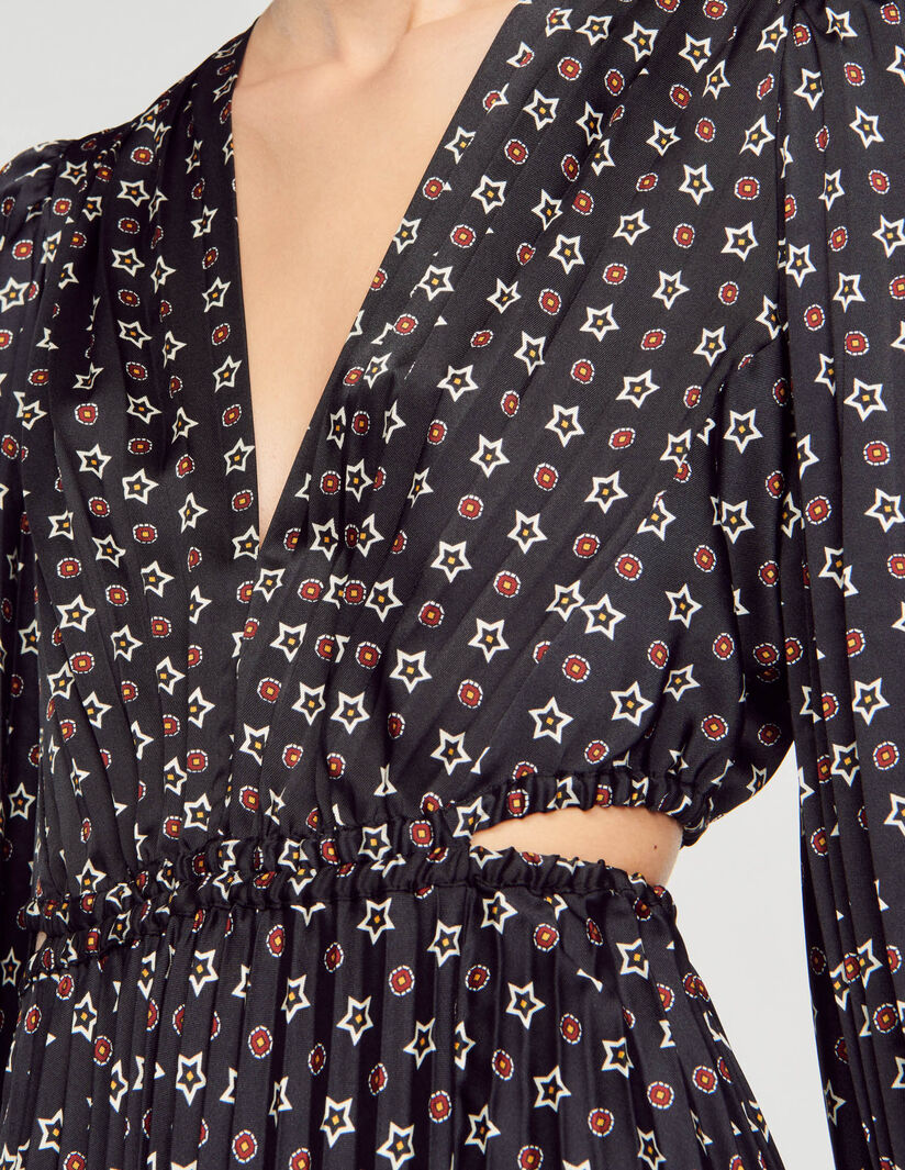 Vestido largo plisado estampado