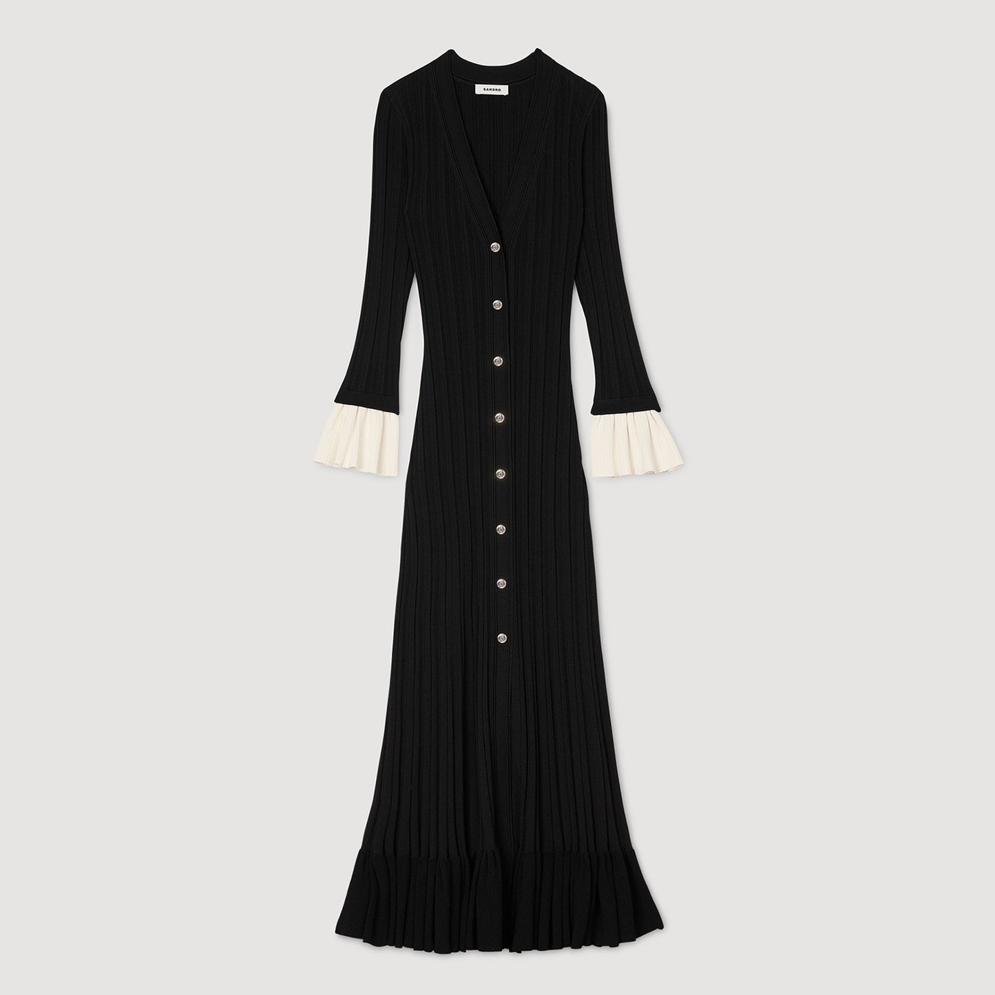 Vestido largo de punto bicolor