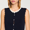 Vestido largo con detalles de ganchillo