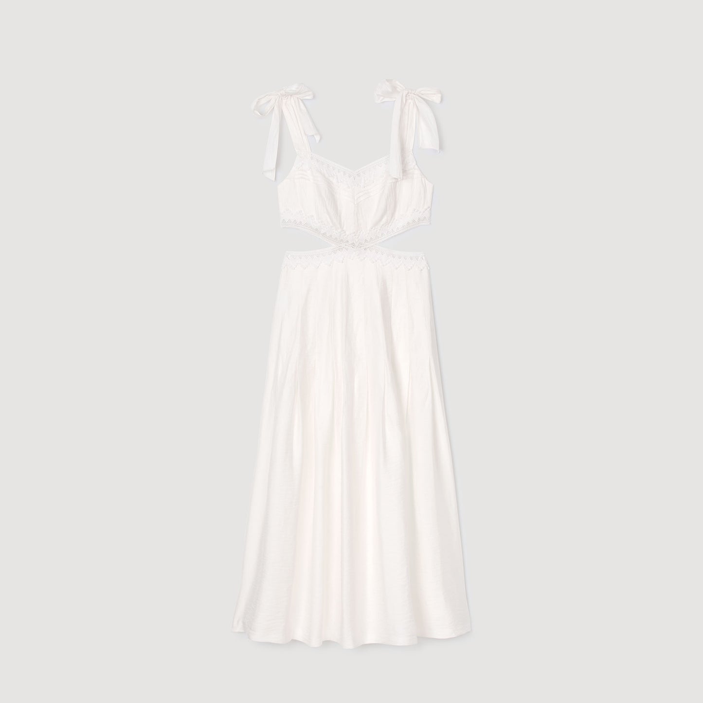 Vestido largo con galones de encaje