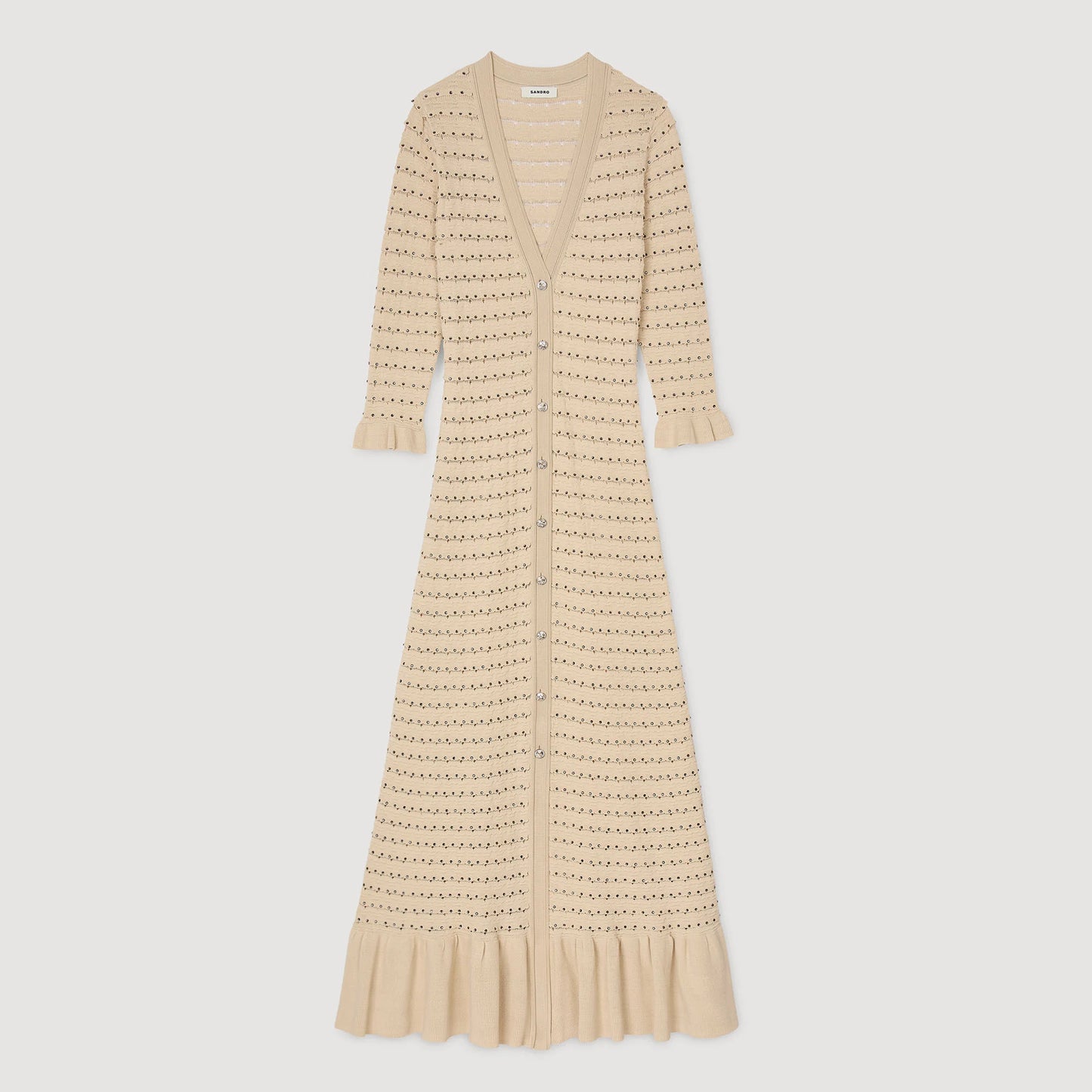 Vestido largo de punto con strass