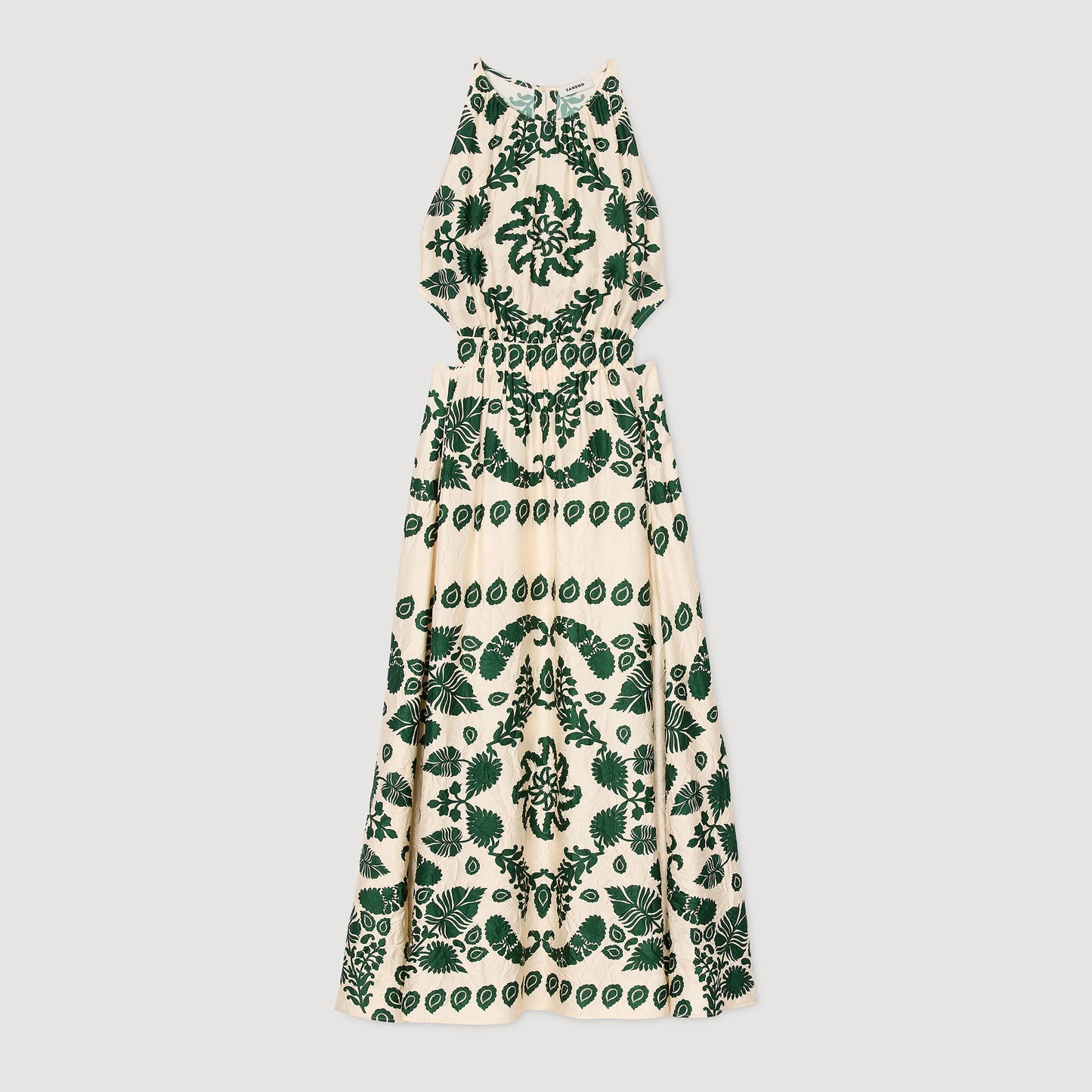 Vestido largo estampado de hojas