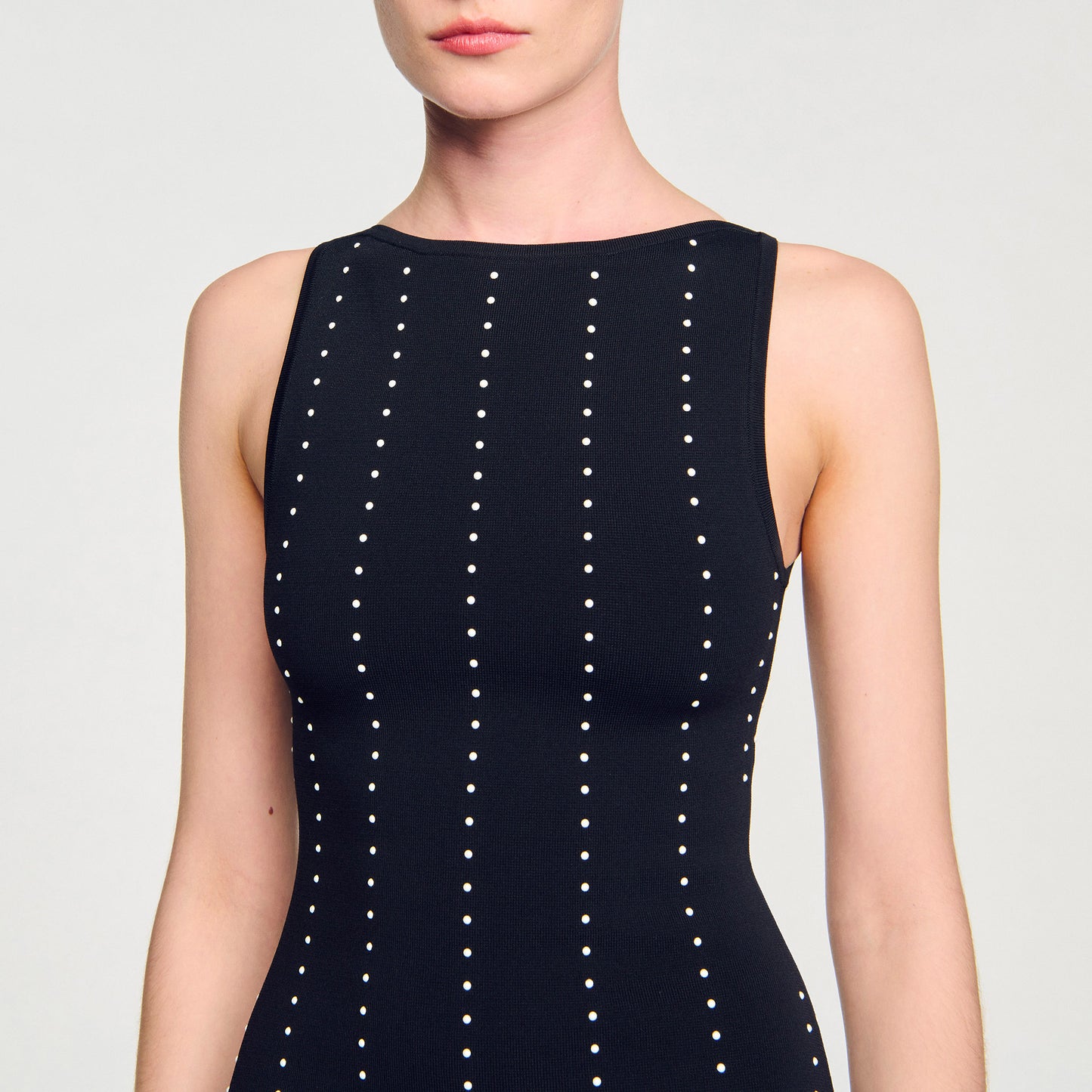 Vestido largo de punto con flecos