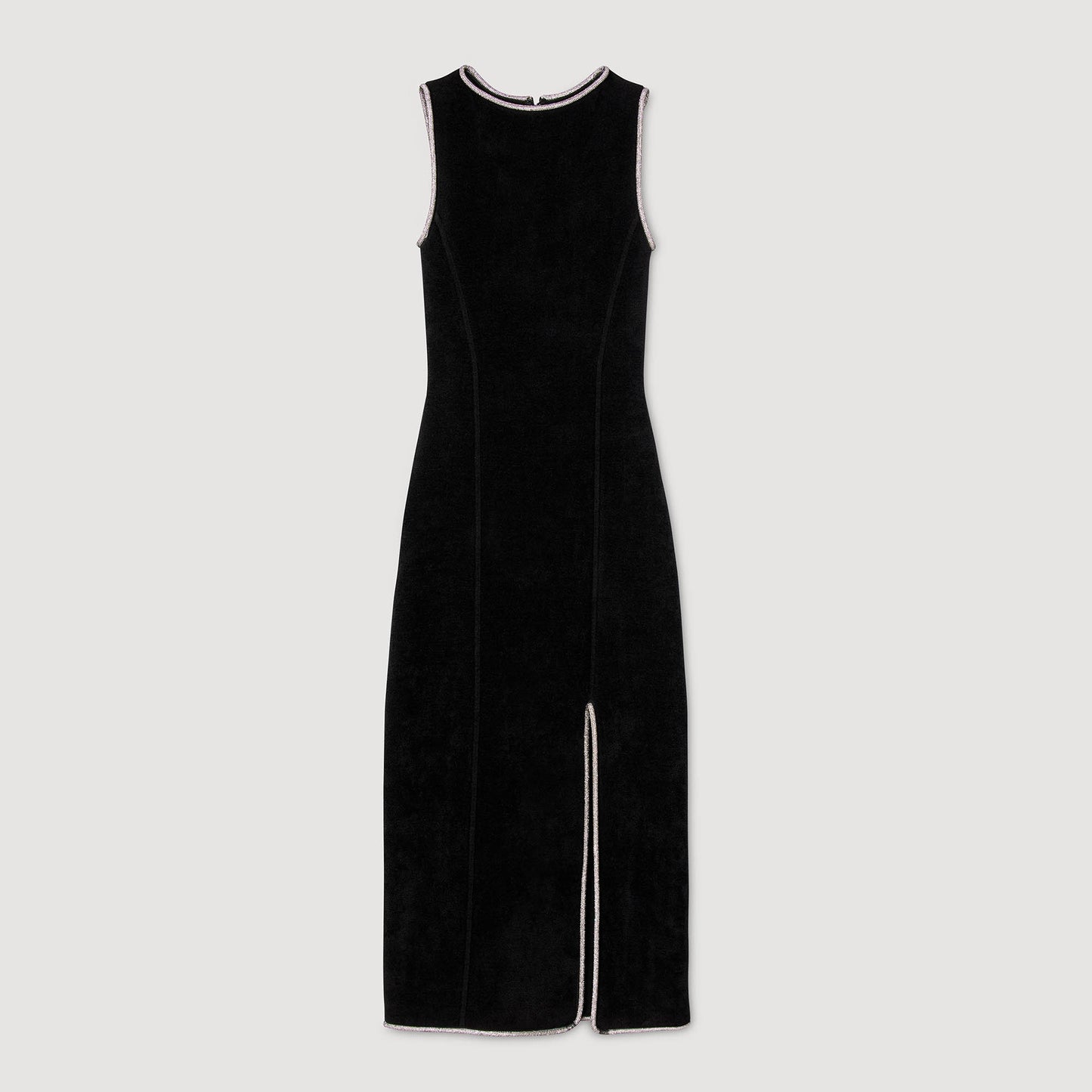 Vestido largo abierto con strass