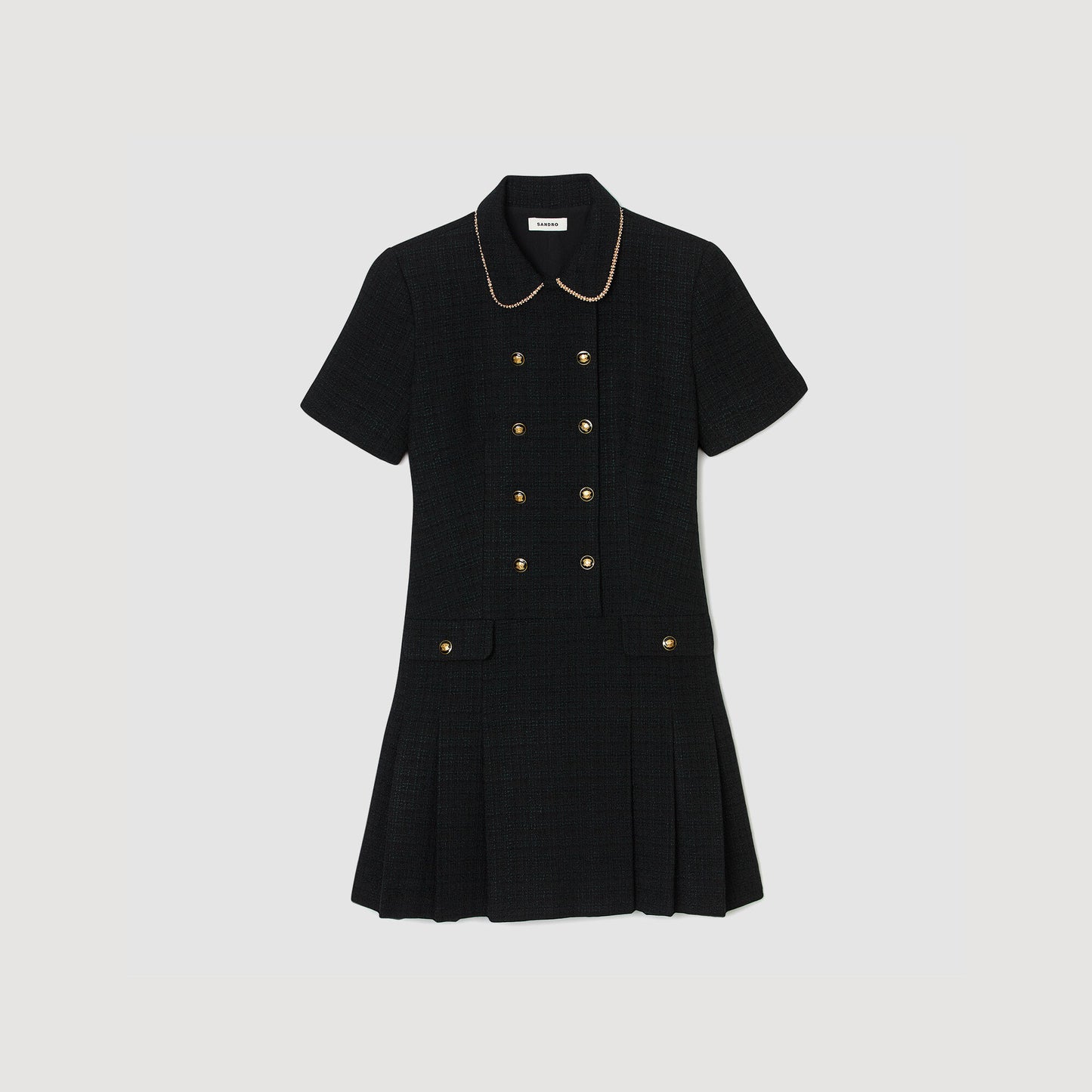 Vestido corto de tweed con botones