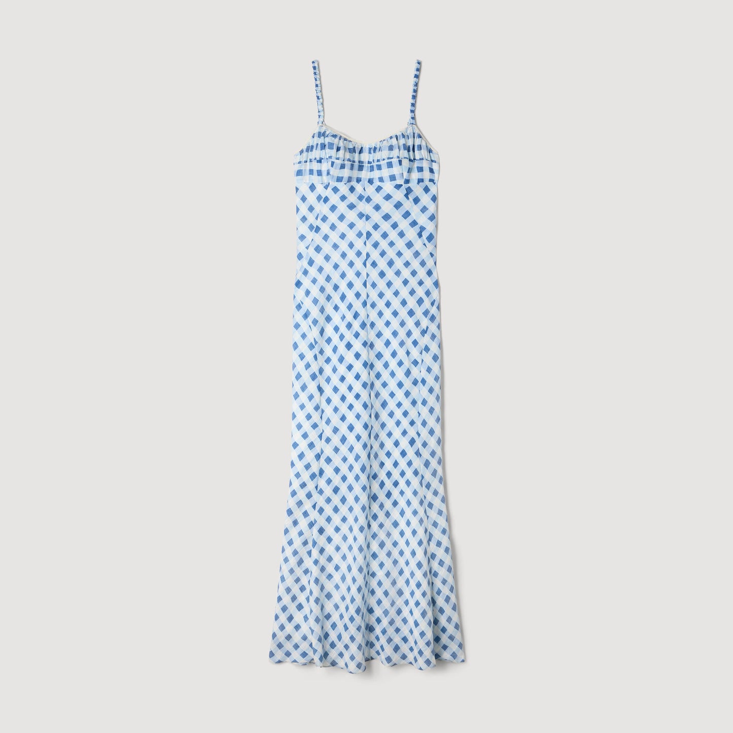 Vestido largo vichy de lino