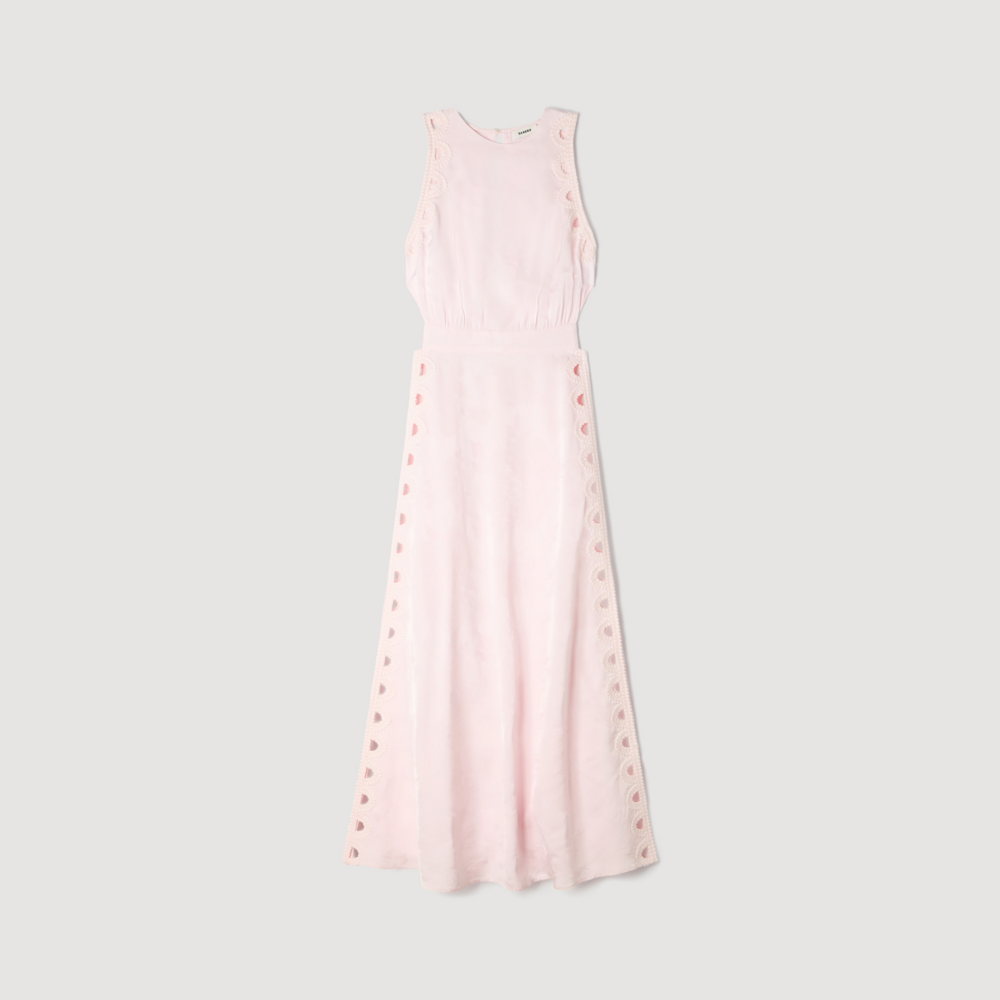 Vestido largo jacquard de flores
