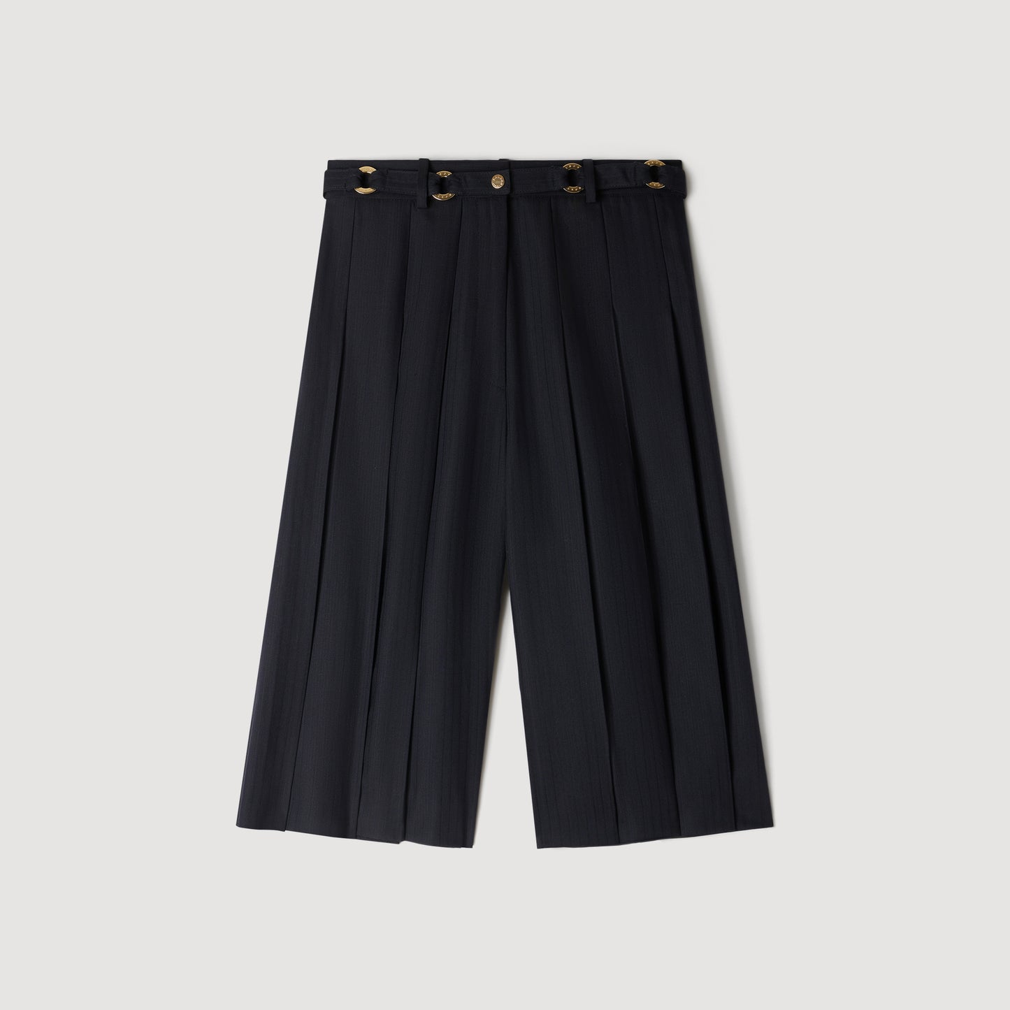 Short largo plisado de lana