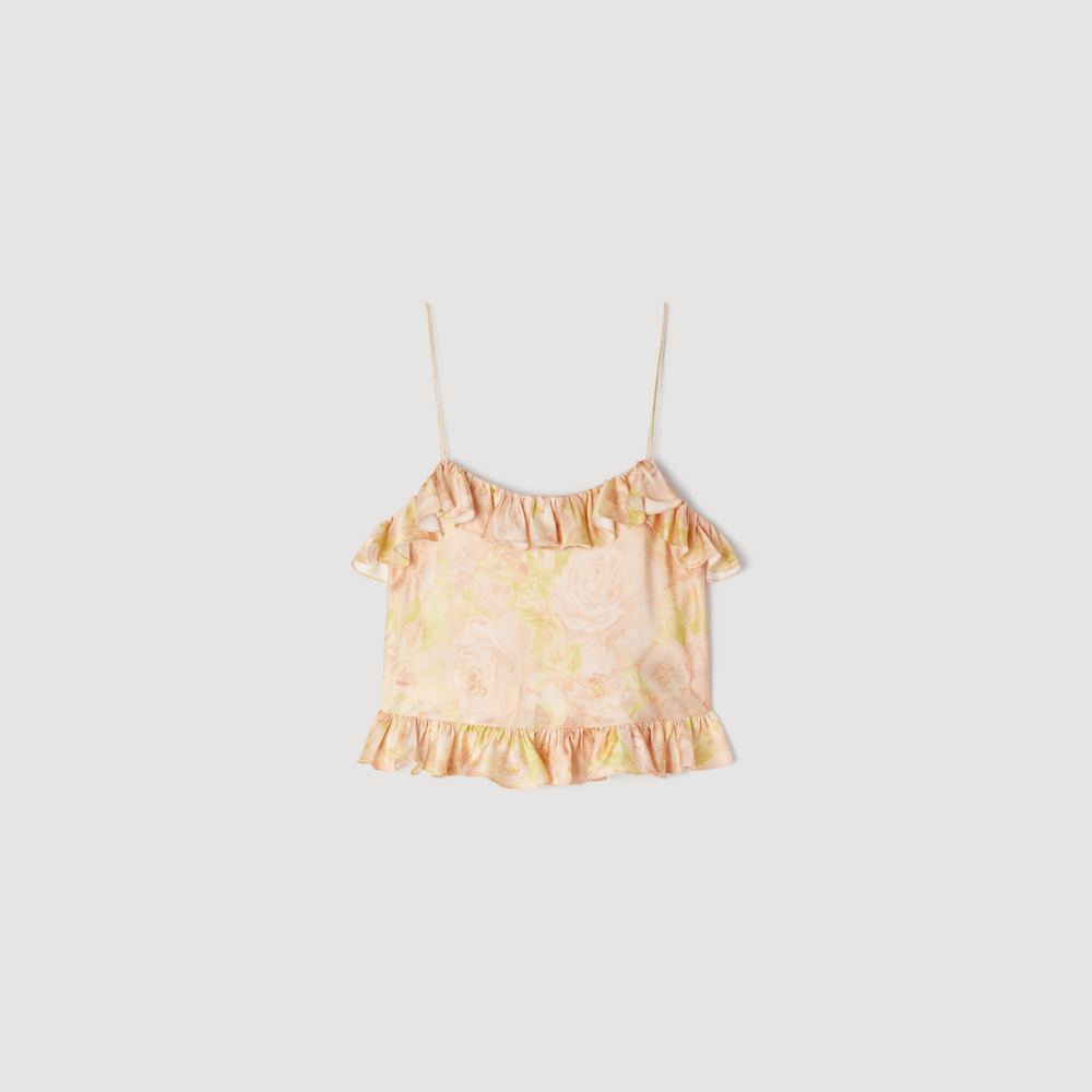 Top corto con estampado de flores