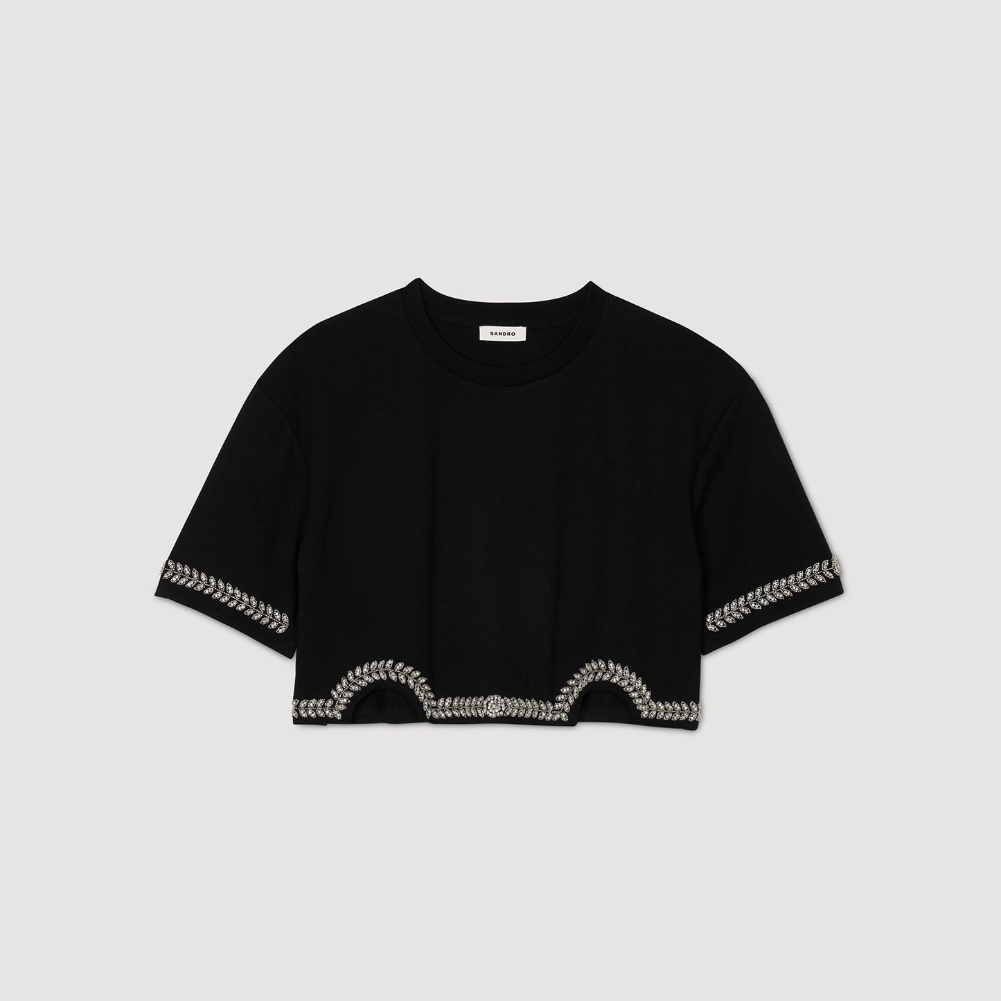 Camiseta corta con strass
