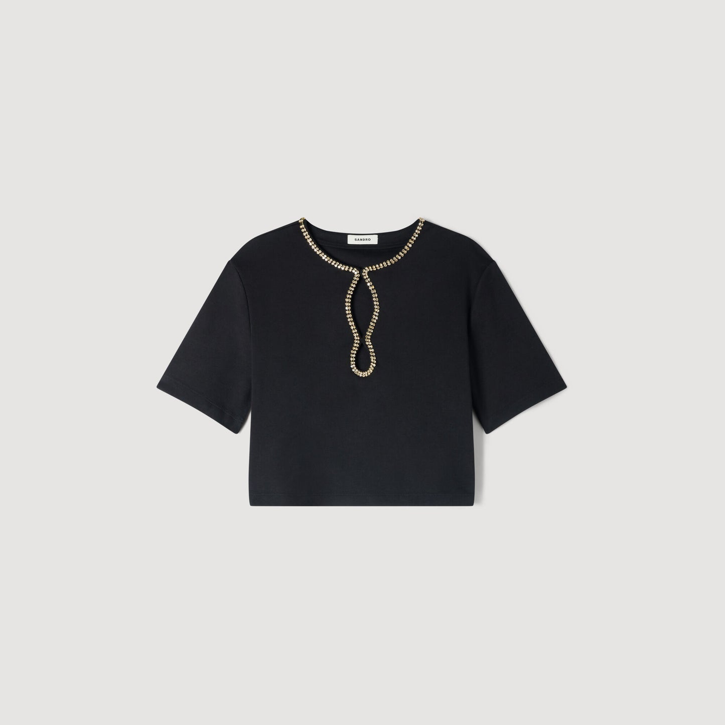 Camiseta corta con strass
