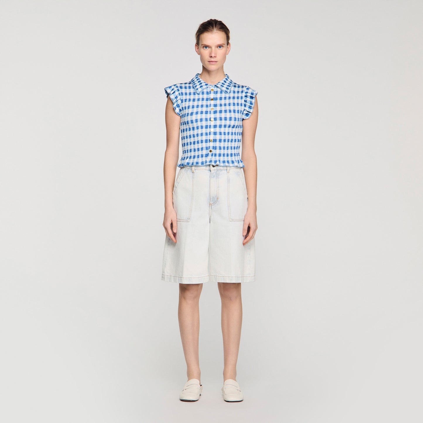Camiseta fruncida vichy