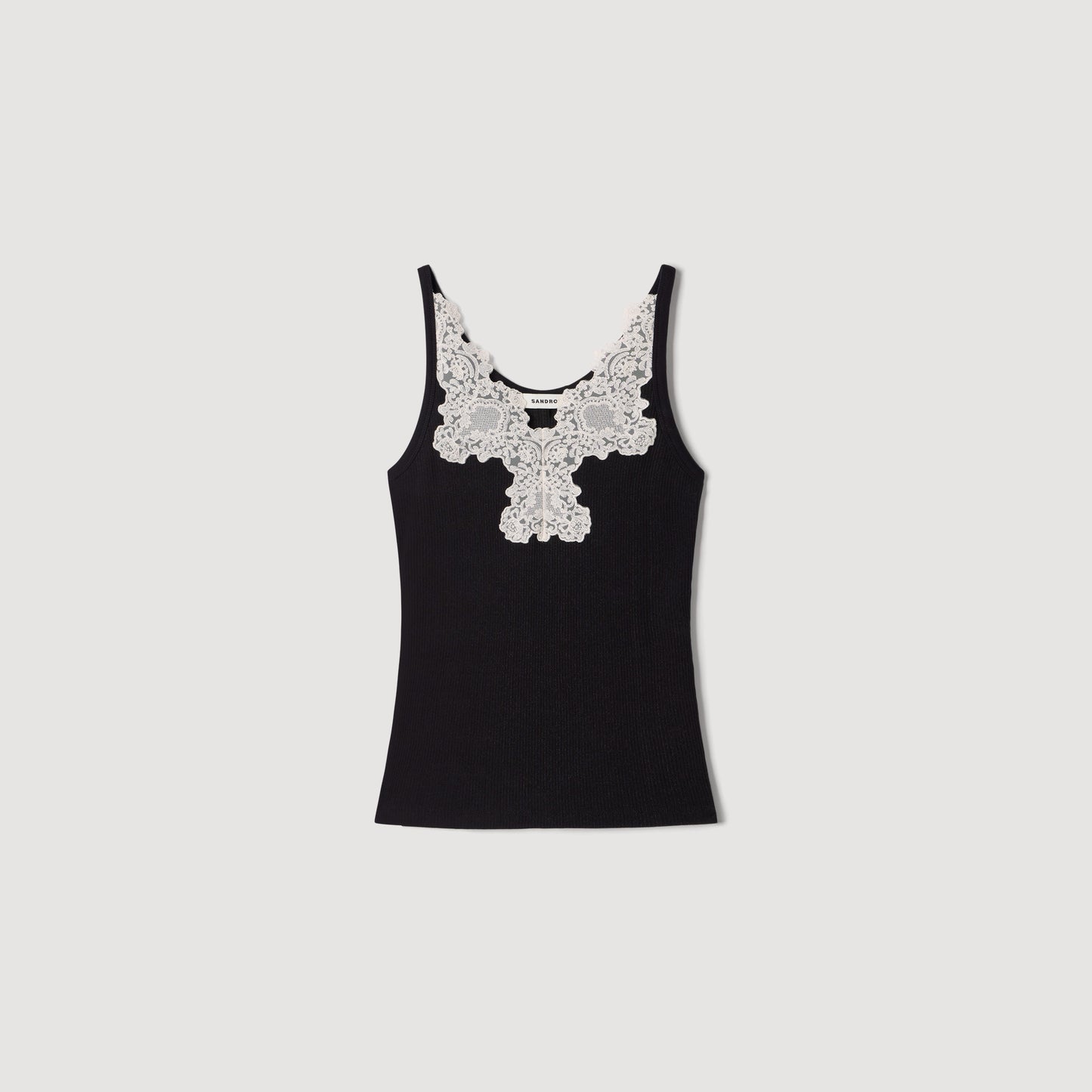 Camiseta de tirantes canalé encaje