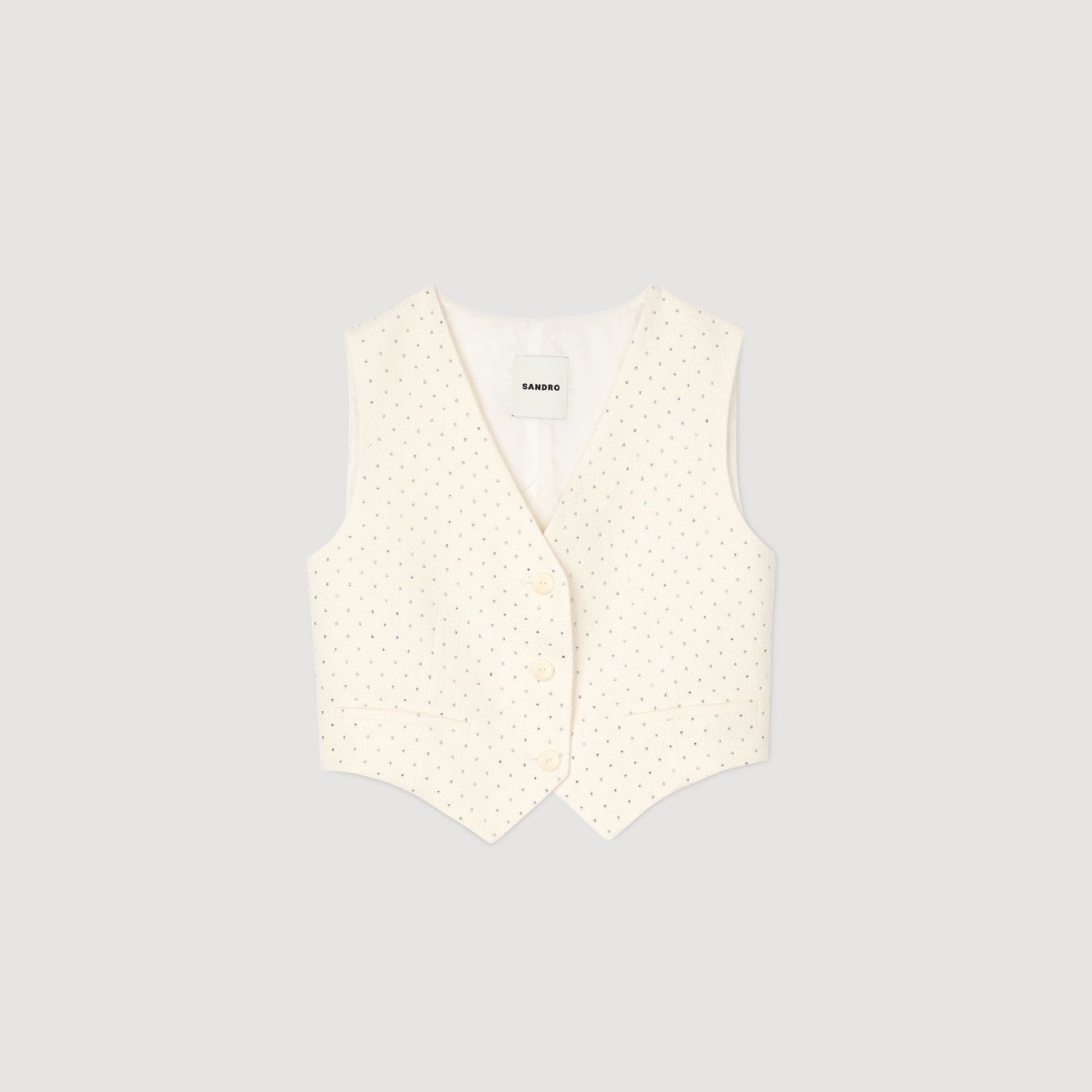 Chaqueta de tweed con strass