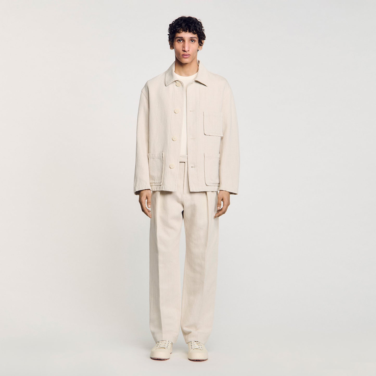 Chaqueta recta de mezcla de algodón