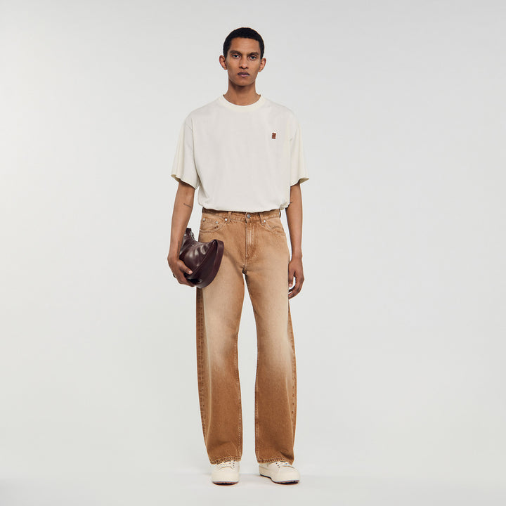 Vaquero holgado de algodón desteñido