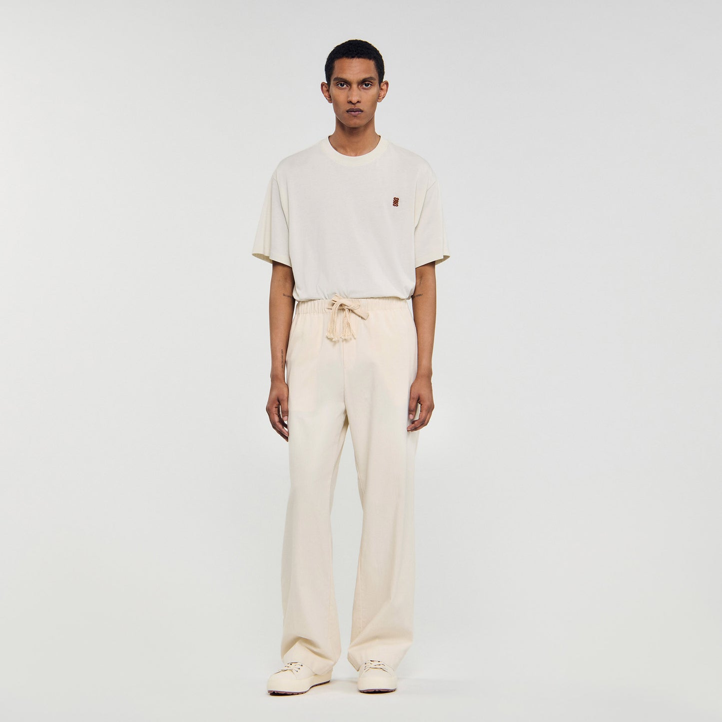 Pantalón ancho de algodón elástico