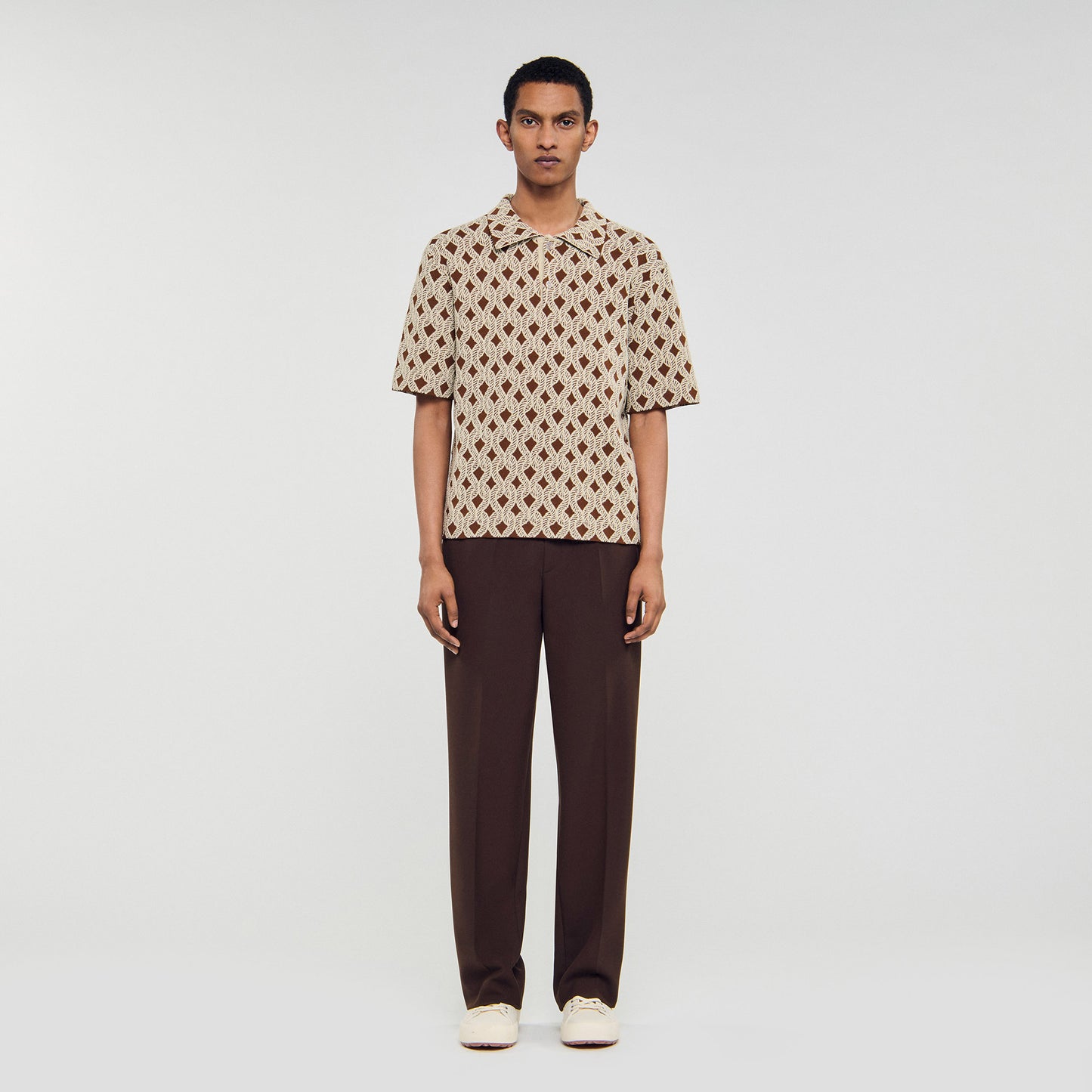 Camisa cárdigan de jacquard cuerda