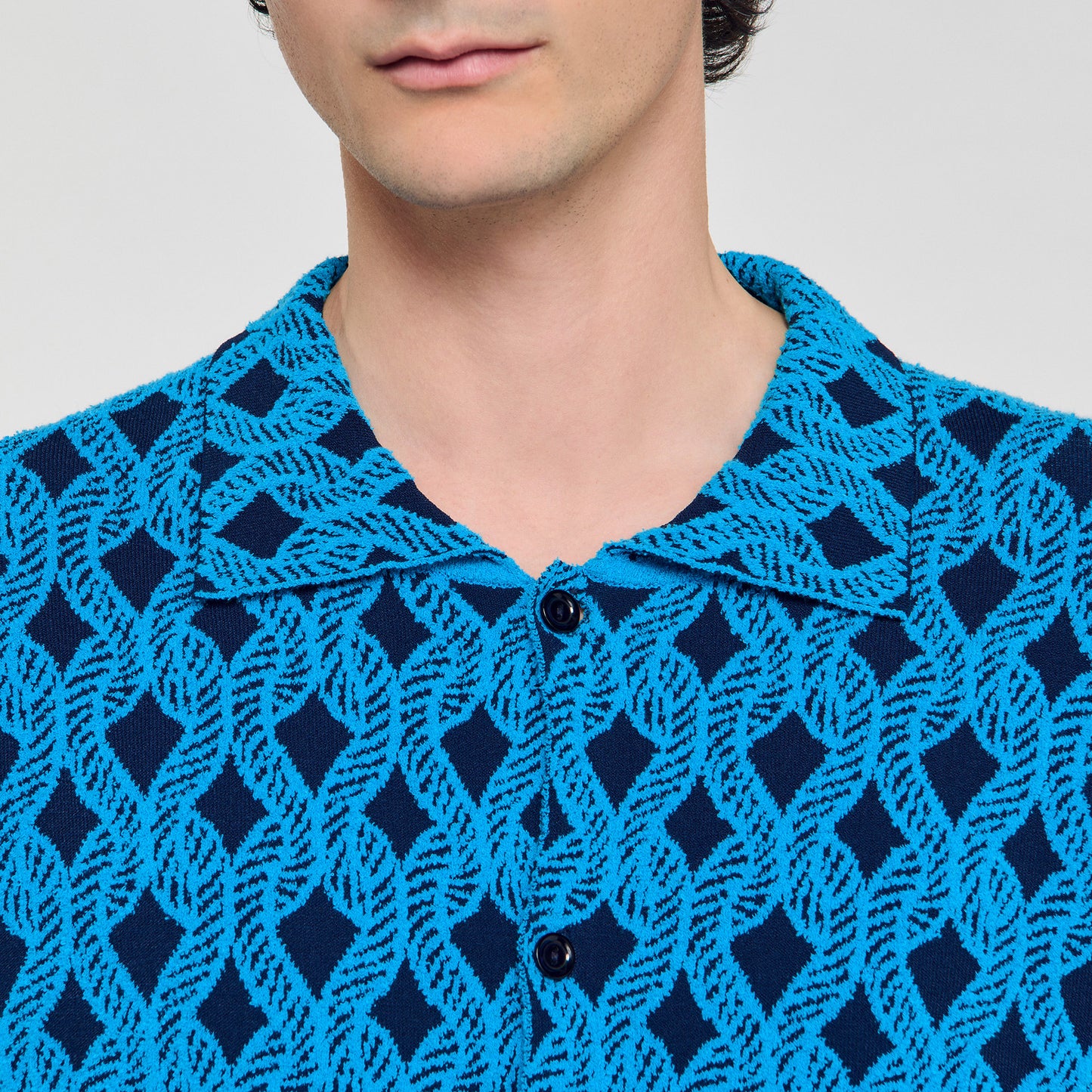 Camisa cárdigan de jacquard cuerda