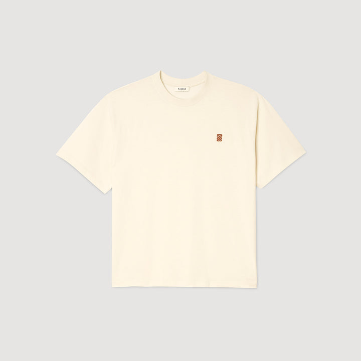 Camiseta con logotipo de cuero