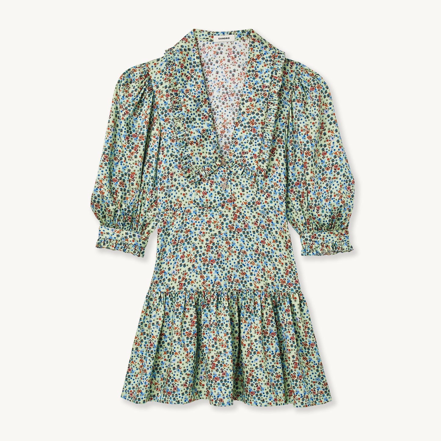 Vestido corto y fluido, estampado floral