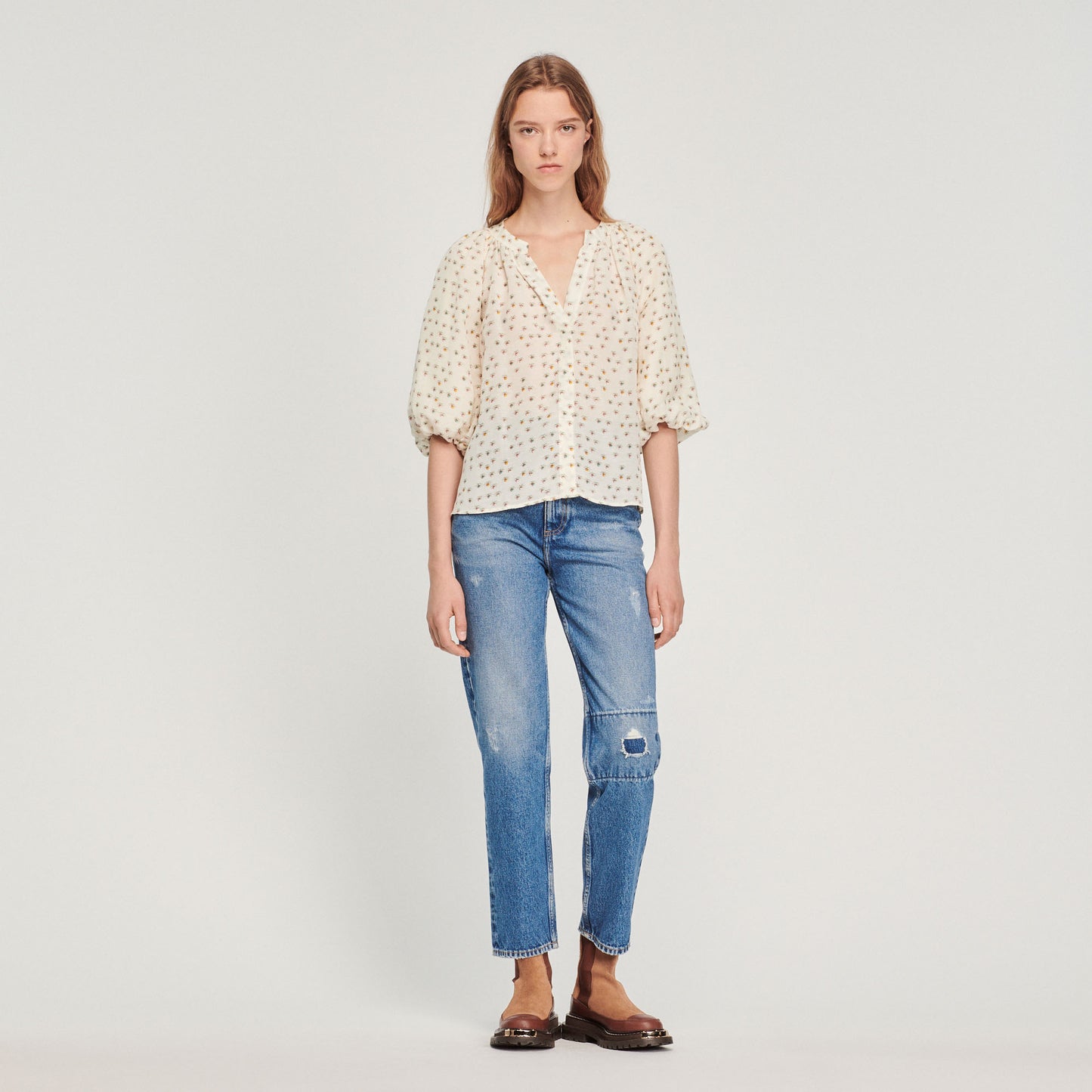 Top amplio con estampado Fleurs d’Été