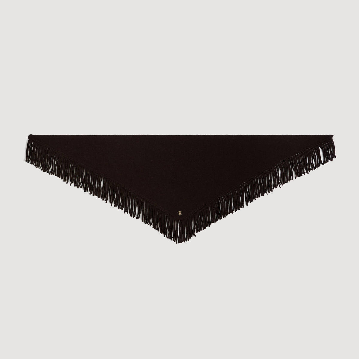 Fular triangular de lana con flecos