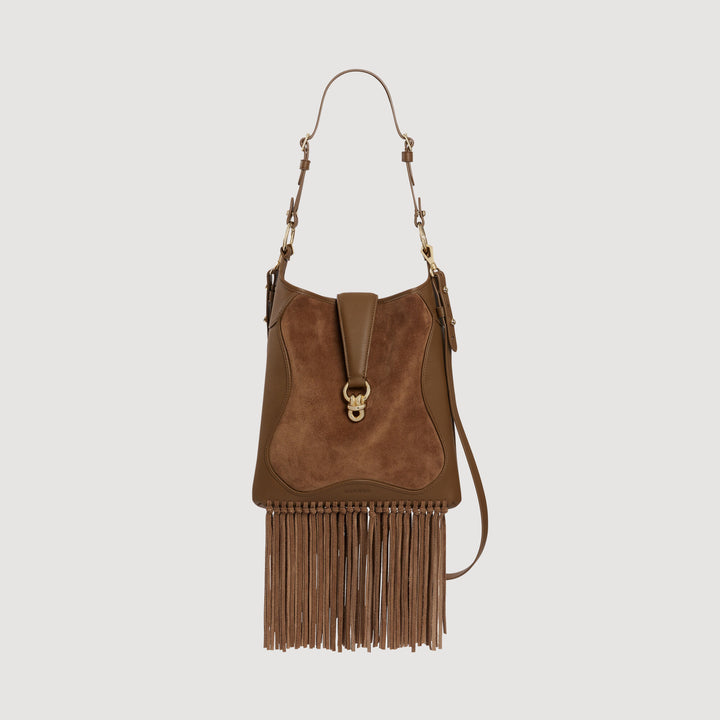 Bolso de cuero y ante con flecos