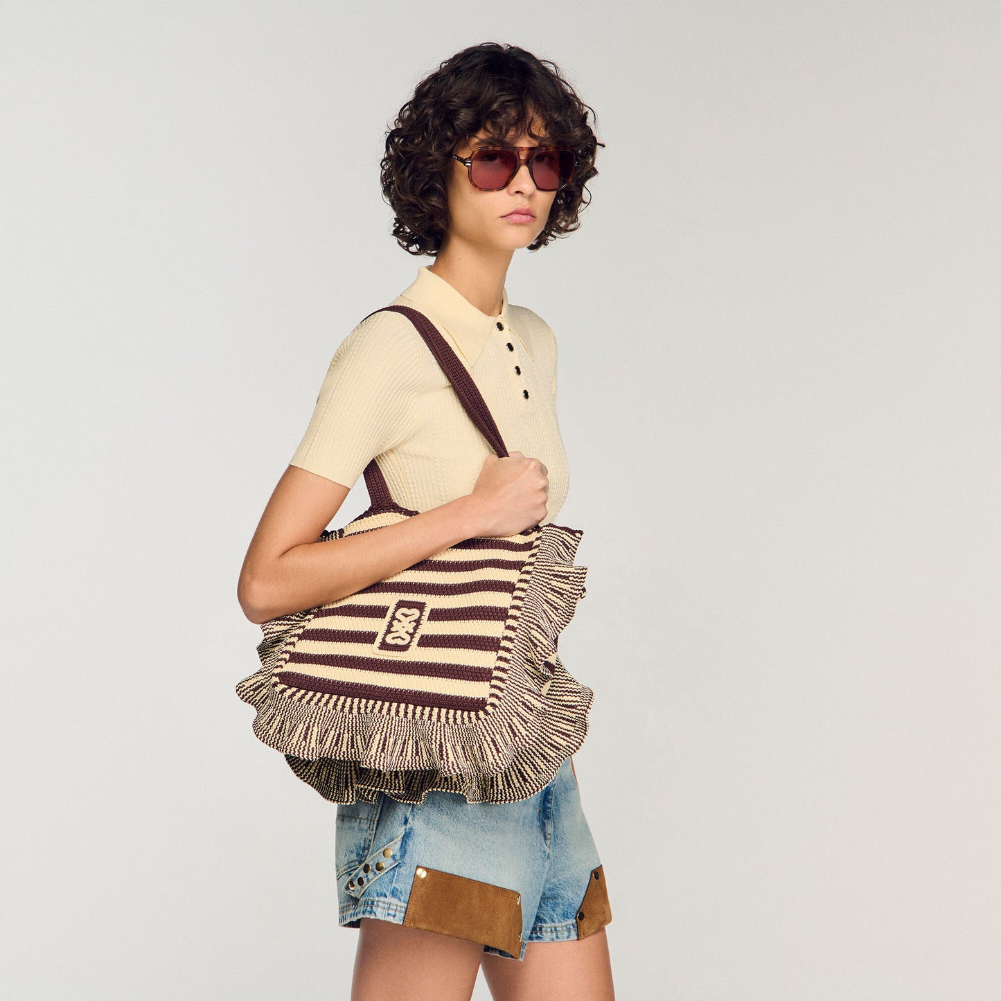Bolso de ganchillo a rayas