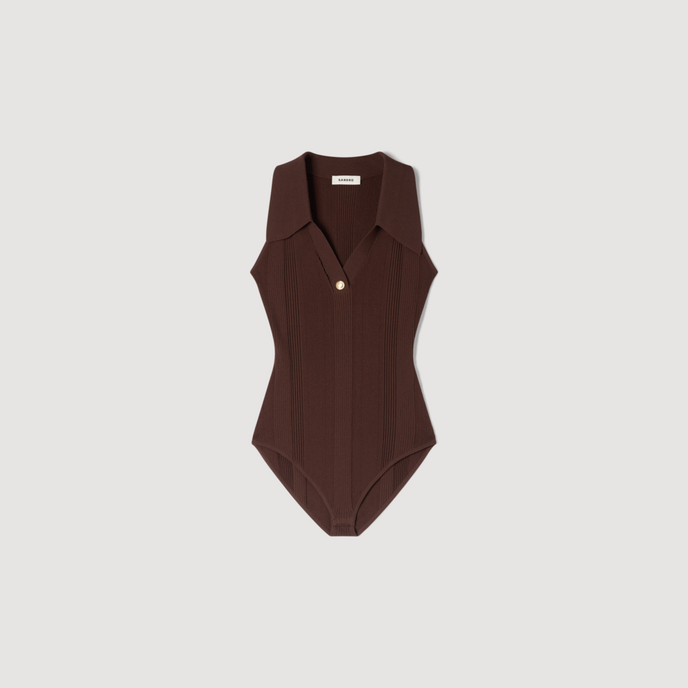 Body de canalé con cuello polo