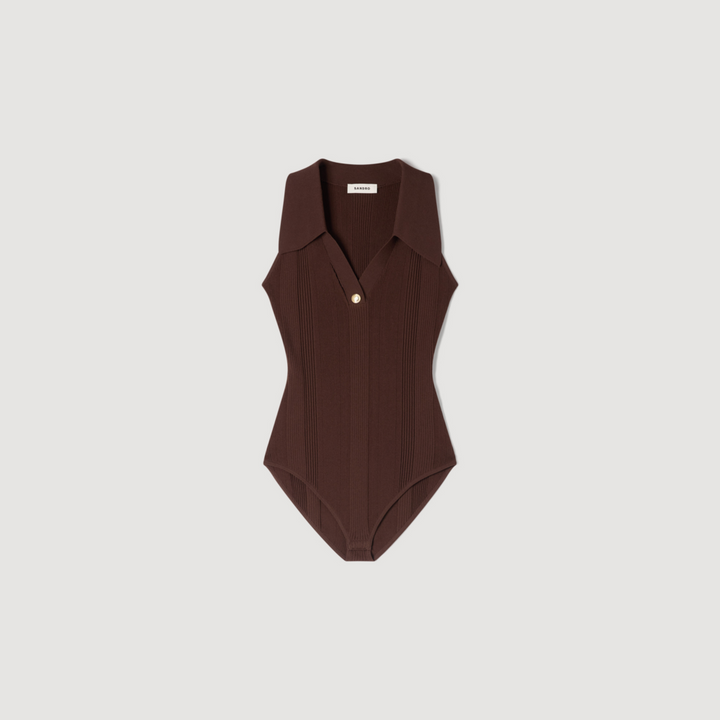 Body de canalé con cuello polo