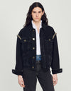 Chaqueta de denim lavado con strass